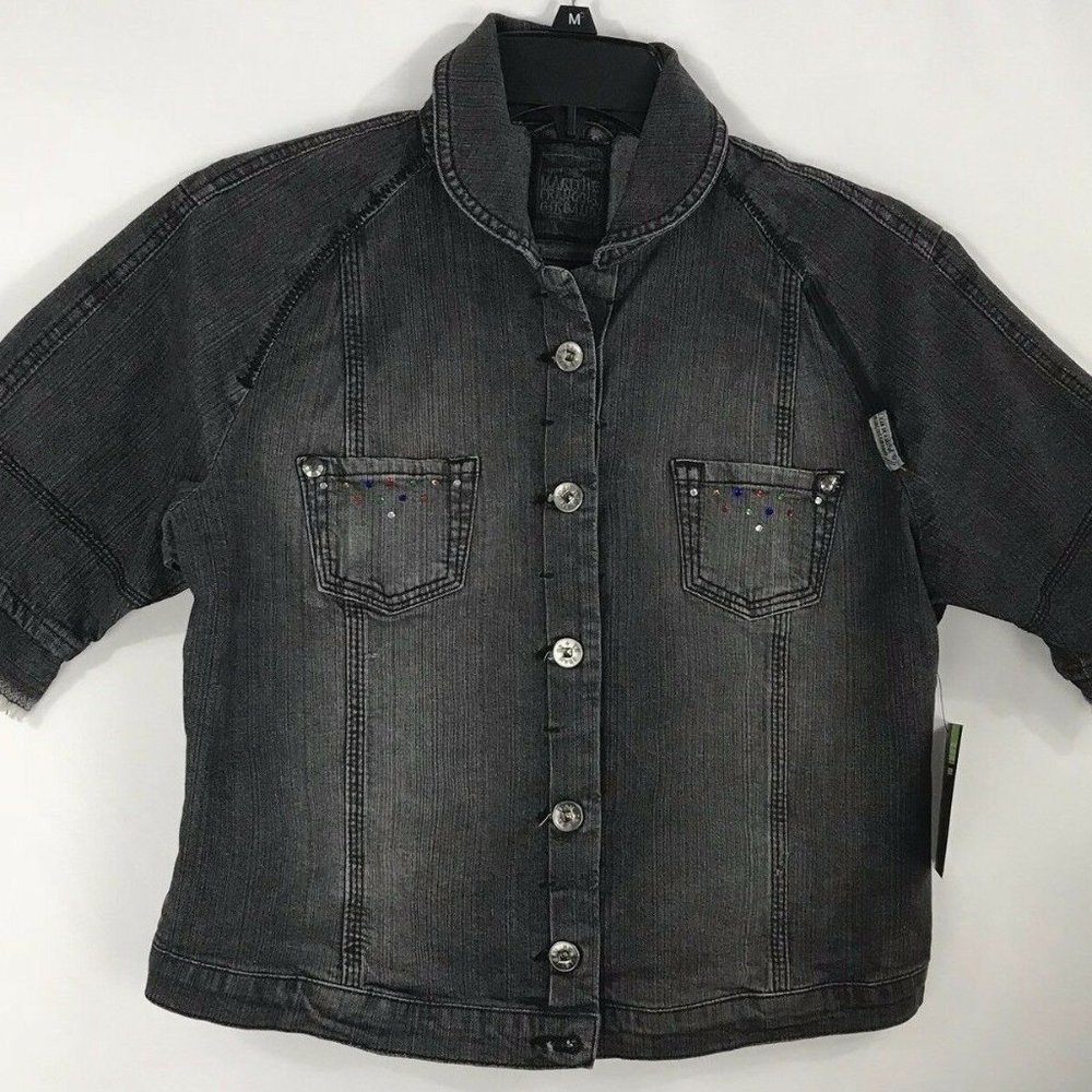 Girbaud Junior's Black Denim Jacket Distressed